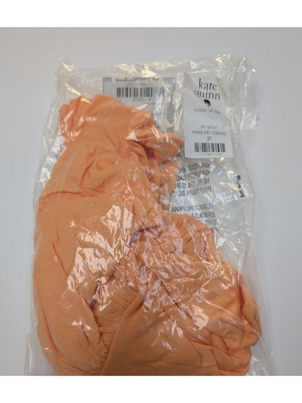 Kate Quinn Button Tab Dress Soft Apricot 3T Sleeveless Peach Dress
